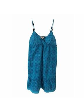 Lei Dress Womens XL Blue Medallion Print Tie-Back Mini Sundress Sleeveless